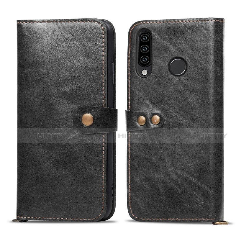 Coque Portefeuille Livre Cuir Etui Clapet T08 pour Huawei P30 Lite XL Noir Plus