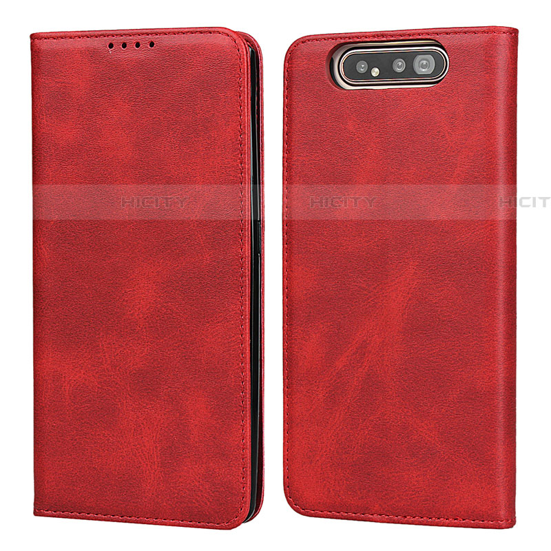 Coque Portefeuille Livre Cuir Etui Clapet T08 pour Samsung Galaxy A80 Rouge Plus