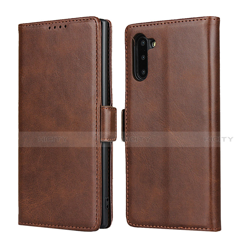 Coque Portefeuille Livre Cuir Etui Clapet T08 pour Samsung Galaxy Note 10 5G Marron Plus