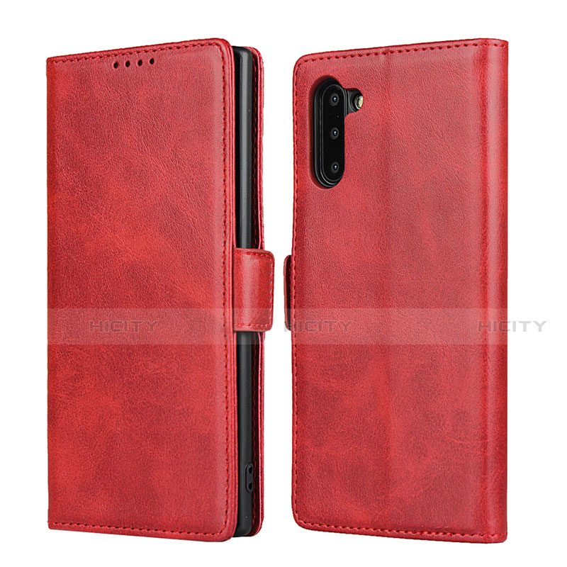 Coque Portefeuille Livre Cuir Etui Clapet T08 pour Samsung Galaxy Note 10 5G Rouge Plus