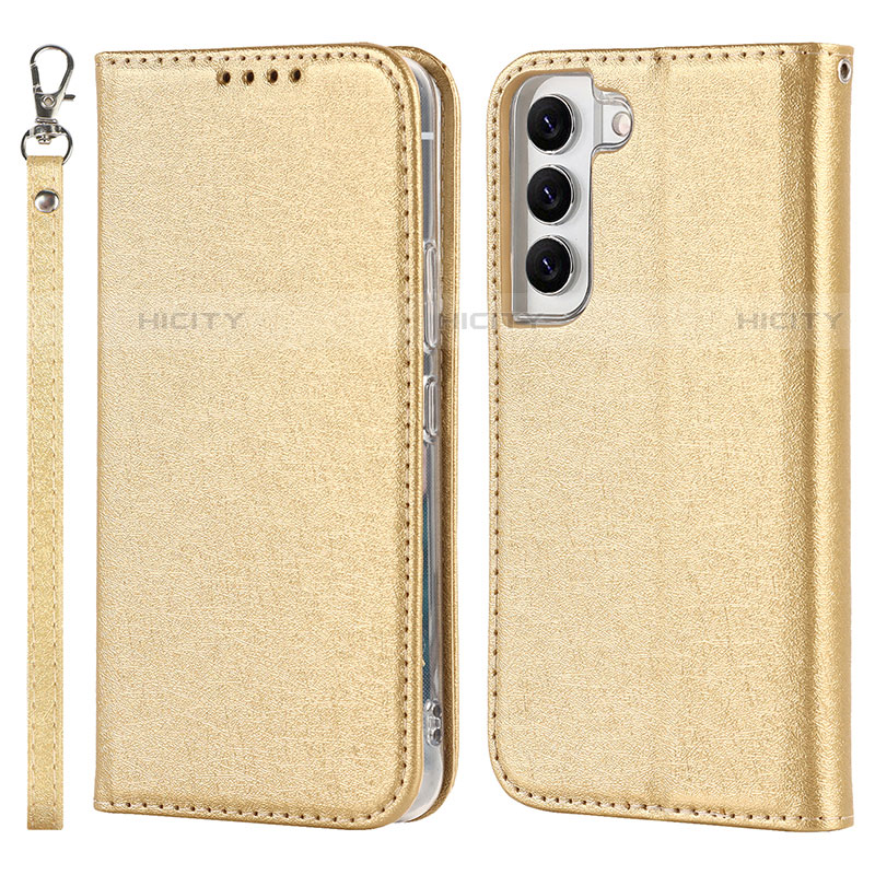 Coque Portefeuille Livre Cuir Etui Clapet T08D pour Samsung Galaxy S21 Plus 5G Or Plus