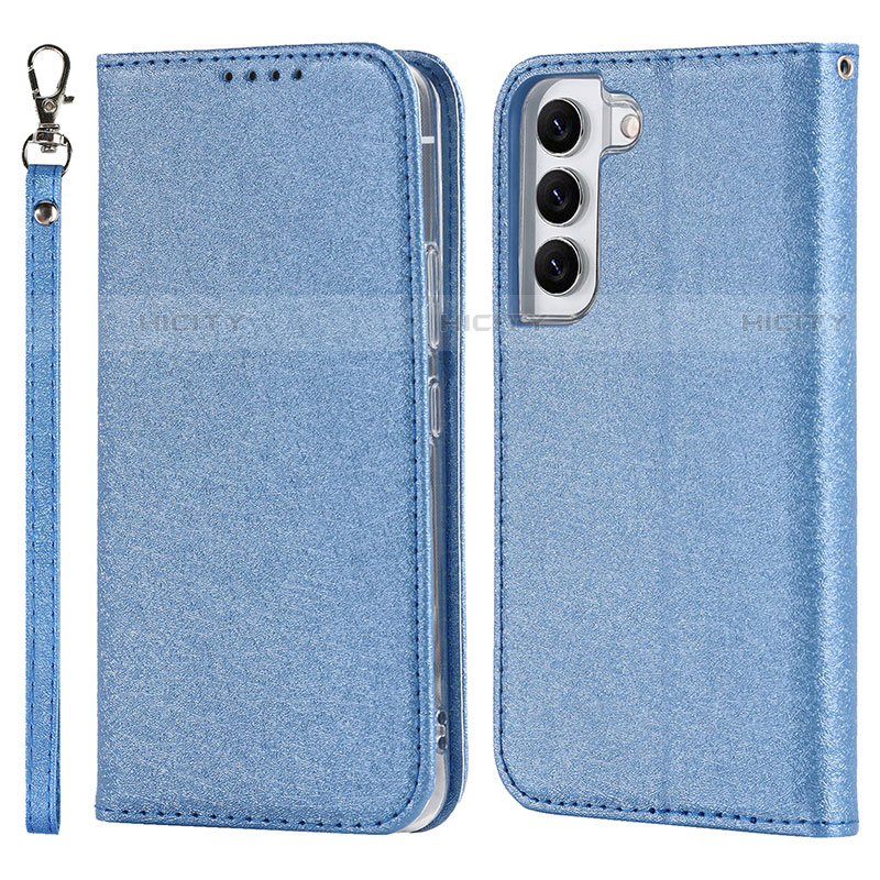 Coque Portefeuille Livre Cuir Etui Clapet T08D pour Samsung Galaxy S22 Plus 5G Bleu Plus