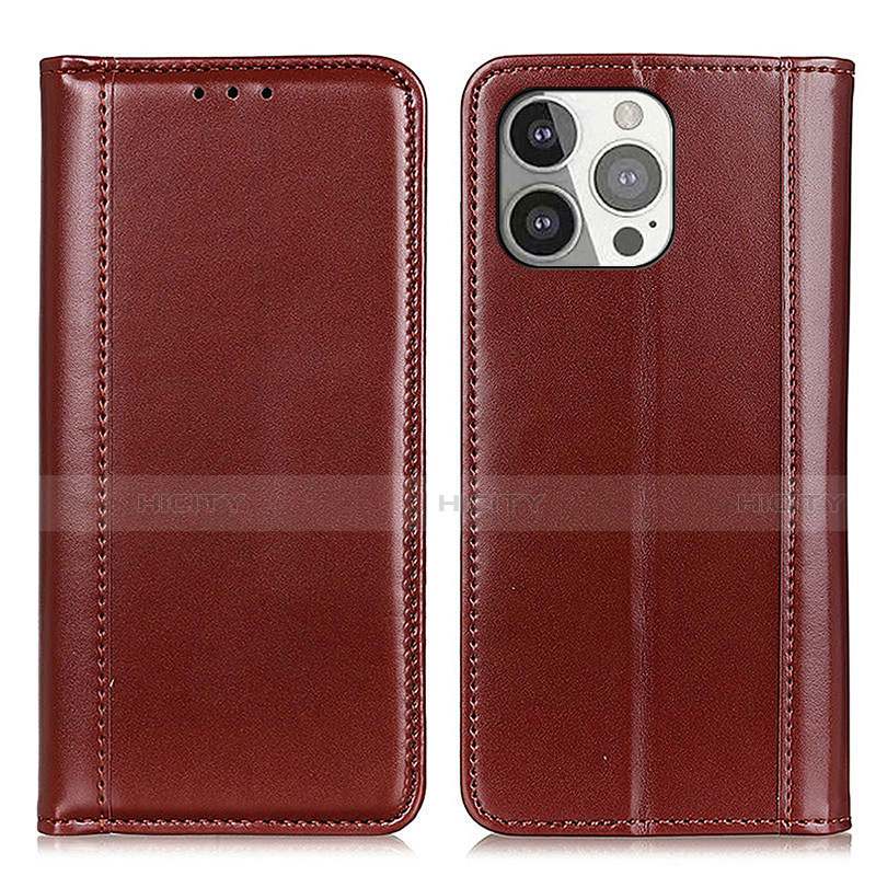 Coque Portefeuille Livre Cuir Etui Clapet T09 pour Apple iPhone 14 Pro Marron Plus