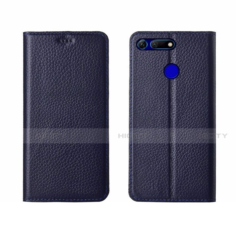 Coque Portefeuille Livre Cuir Etui Clapet T09 pour Huawei Honor V20 Bleu Plus