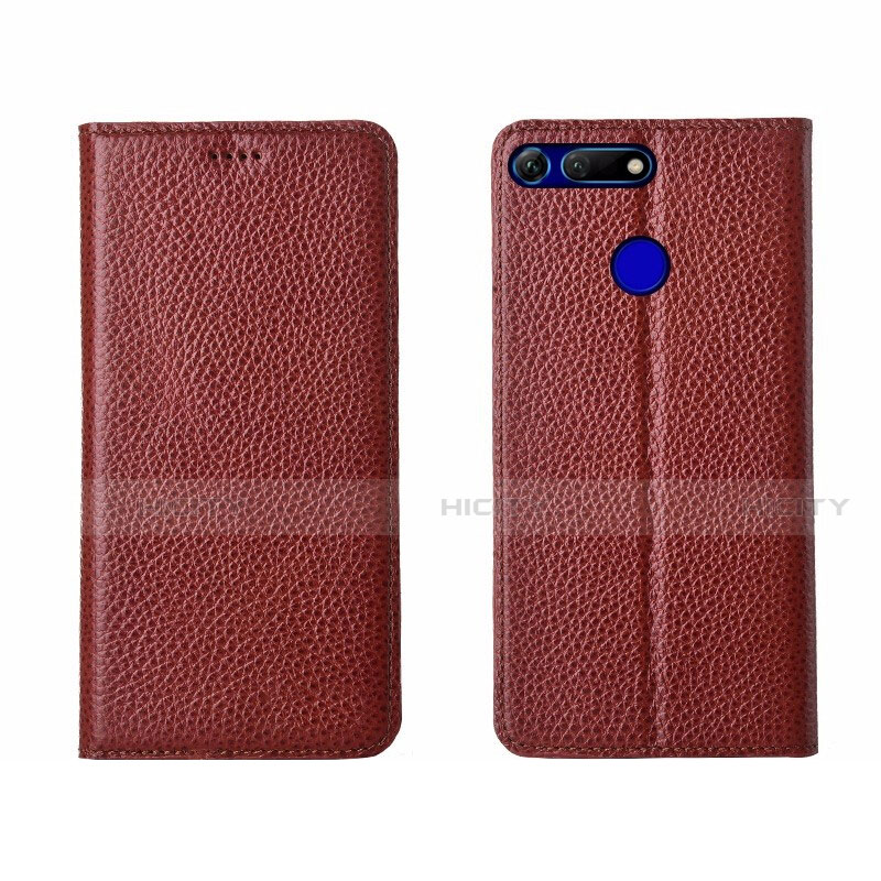 Coque Portefeuille Livre Cuir Etui Clapet T09 pour Huawei Honor V20 Marron Plus