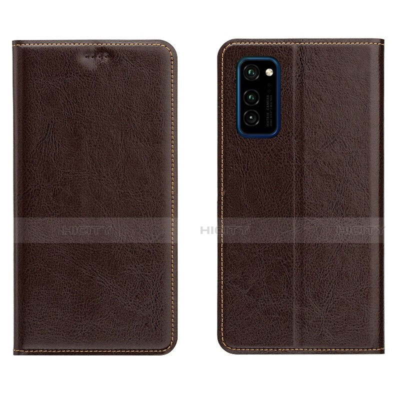 Coque Portefeuille Livre Cuir Etui Clapet T09 pour Huawei Honor V30 5G Marron Plus