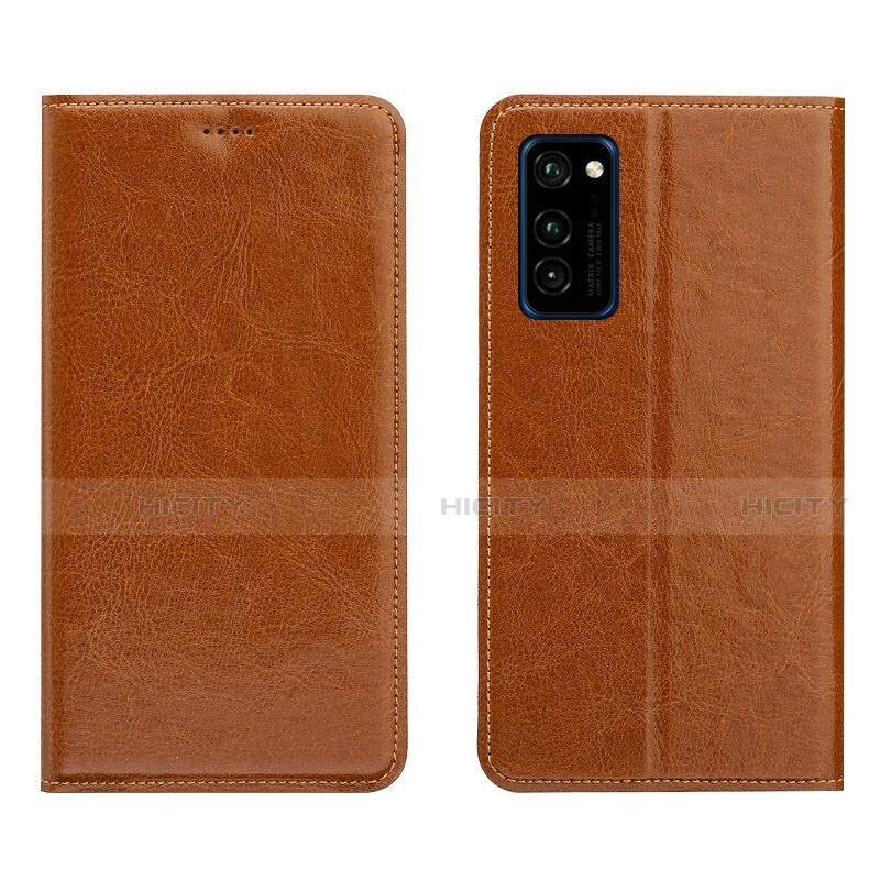 Coque Portefeuille Livre Cuir Etui Clapet T09 pour Huawei Honor View 30 5G Orange Plus