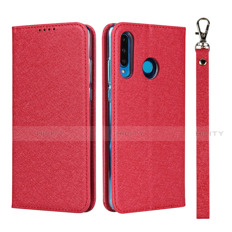 Coque Portefeuille Livre Cuir Etui Clapet T09 pour Huawei P30 Lite Rouge Plus