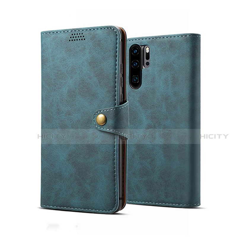 Coque Portefeuille Livre Cuir Etui Clapet T09 pour Huawei P30 Pro New Edition Bleu Plus