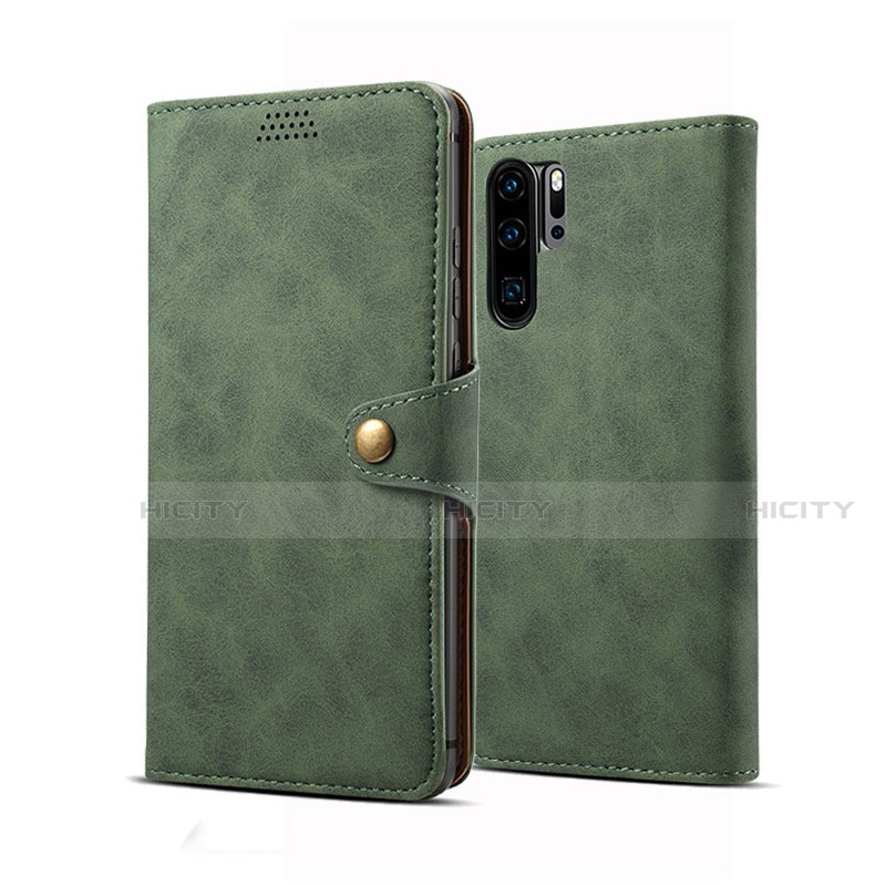 Coque Portefeuille Livre Cuir Etui Clapet T09 pour Huawei P30 Pro New Edition Vert Plus