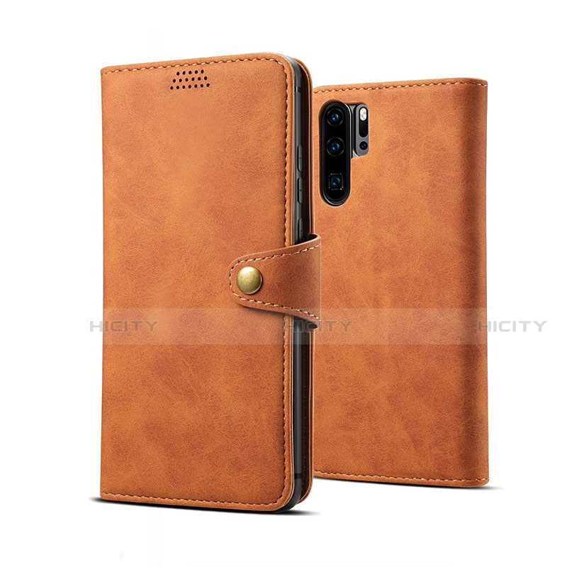 Coque Portefeuille Livre Cuir Etui Clapet T09 pour Huawei P30 Pro Orange Plus