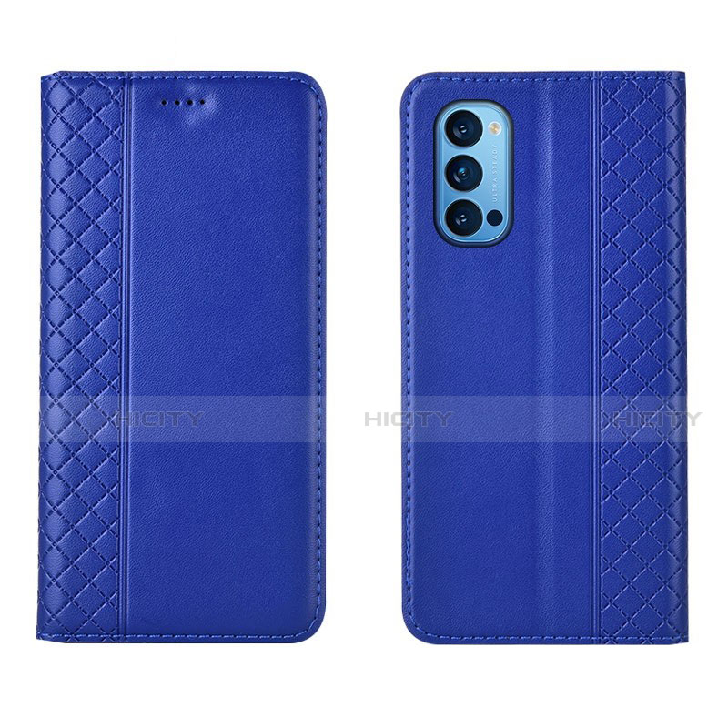 Coque Portefeuille Livre Cuir Etui Clapet T09 pour Oppo Reno4 5G Bleu Plus