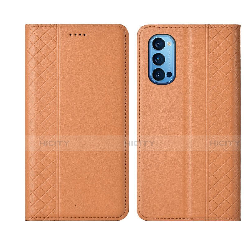 Coque Portefeuille Livre Cuir Etui Clapet T09 pour Oppo Reno4 5G Orange Plus