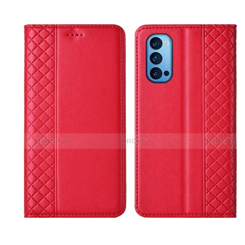 Coque Portefeuille Livre Cuir Etui Clapet T09 pour Oppo Reno4 5G Rouge Plus