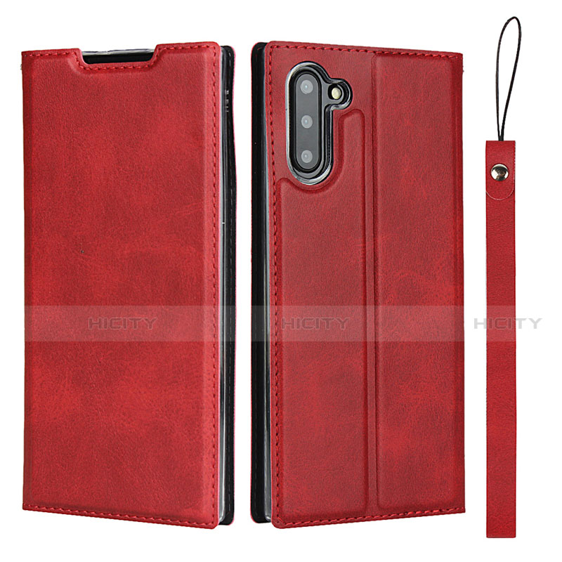 Coque Portefeuille Livre Cuir Etui Clapet T09 pour Samsung Galaxy Note 10 5G Rouge Plus