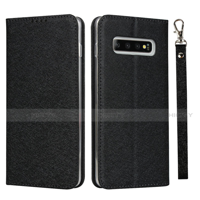 Coque Portefeuille Livre Cuir Etui Clapet T09 pour Samsung Galaxy S10 Plus Noir Plus