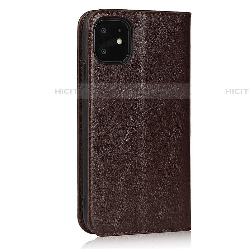 Coque Portefeuille Livre Cuir Etui Clapet T10 pour Apple iPhone 11 Marron Plus