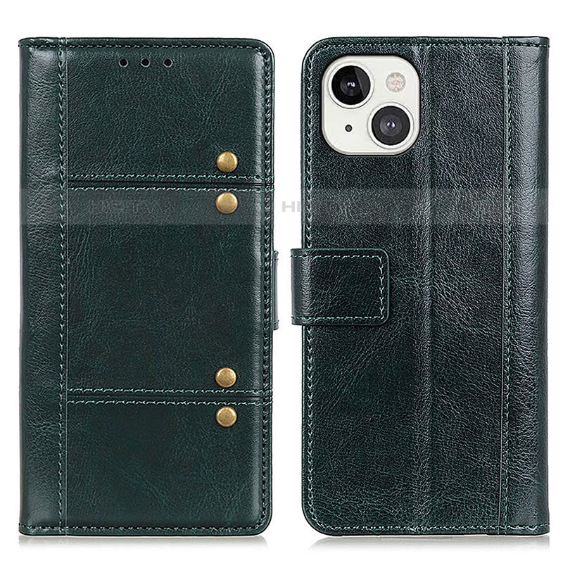 Coque Portefeuille Livre Cuir Etui Clapet T10 pour Apple iPhone 13 Vert Plus