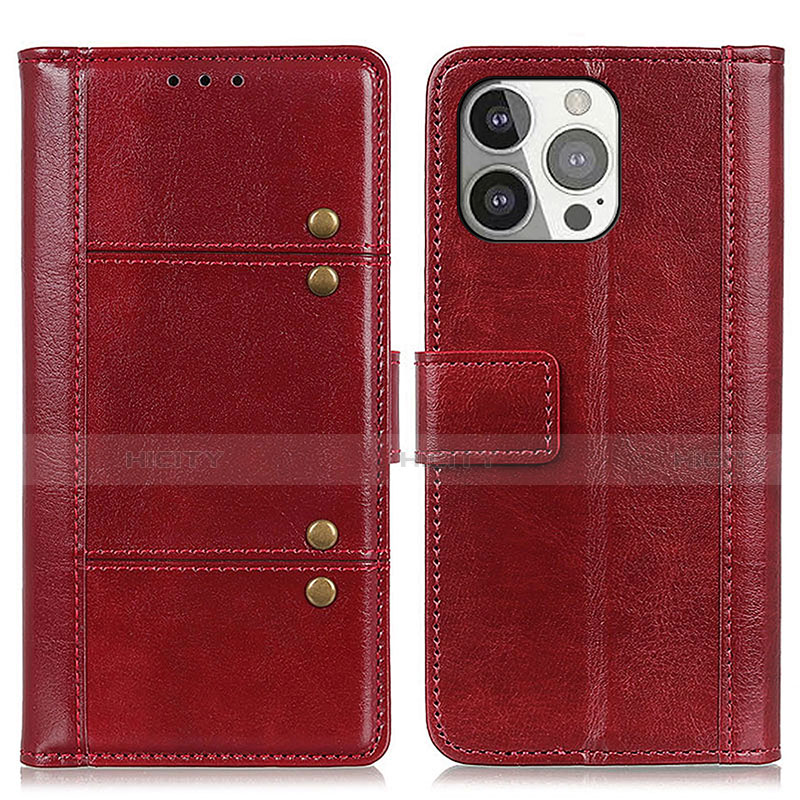 Coque Portefeuille Livre Cuir Etui Clapet T10 pour Apple iPhone 14 Pro Max Rouge Plus