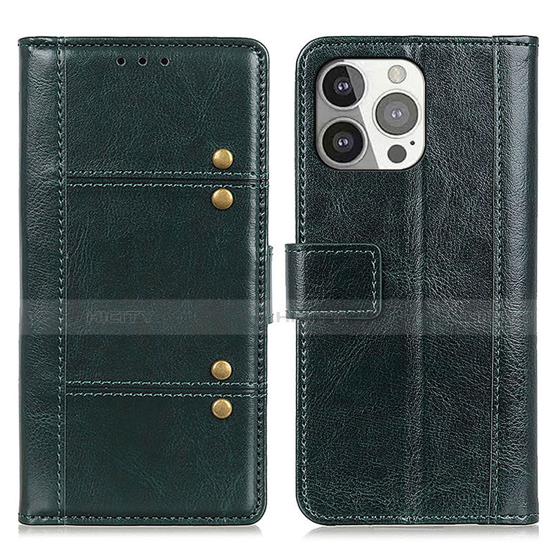 Coque Portefeuille Livre Cuir Etui Clapet T10 pour Apple iPhone 14 Pro Max Vert Plus