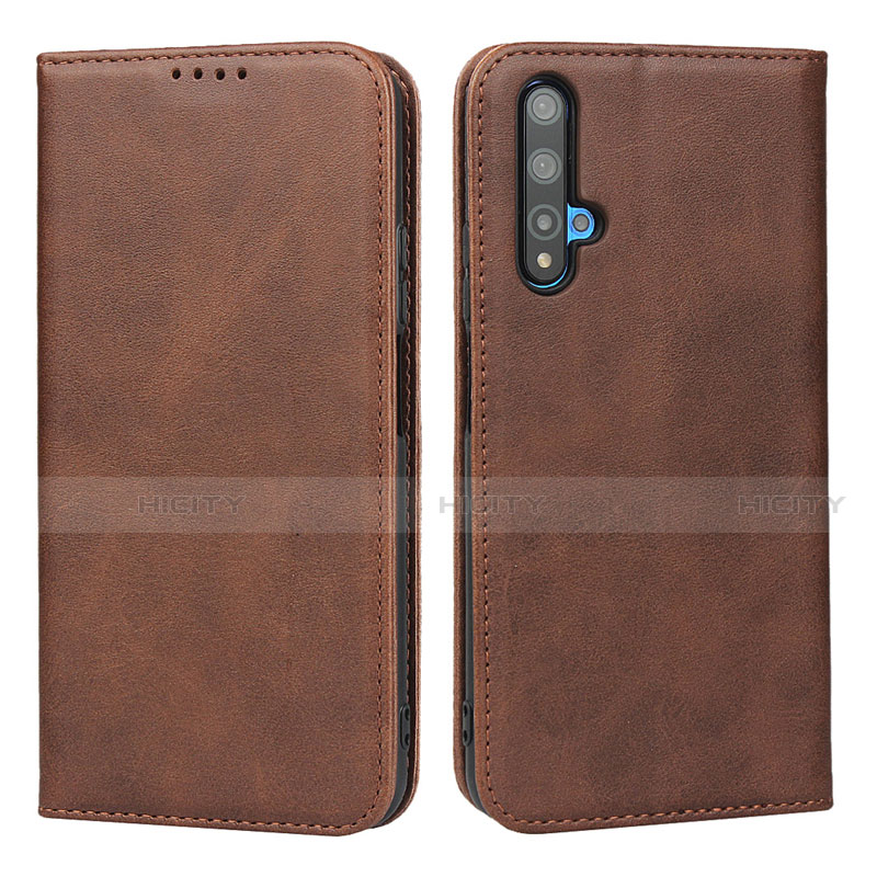 Coque Portefeuille Livre Cuir Etui Clapet T10 pour Huawei Honor 20S Marron Plus