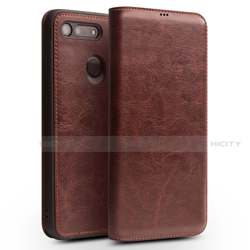 Coque Portefeuille Livre Cuir Etui Clapet T10 pour Huawei Honor V20 Marron Plus