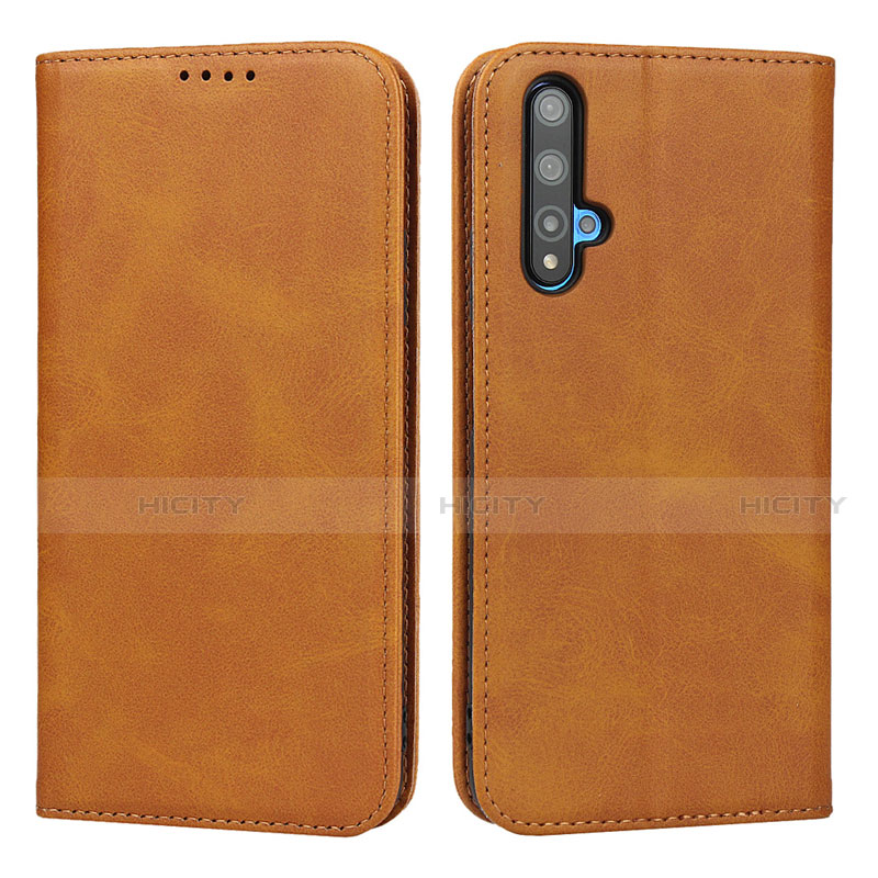 Coque Portefeuille Livre Cuir Etui Clapet T10 pour Huawei Nova 5T Orange Plus