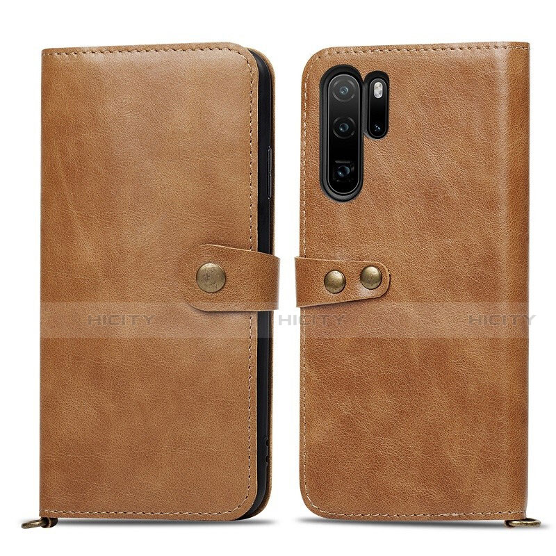 Coque Portefeuille Livre Cuir Etui Clapet T10 pour Huawei P30 Pro Orange Plus