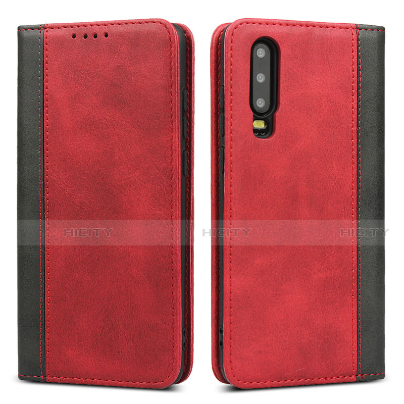 Coque Portefeuille Livre Cuir Etui Clapet T10 pour Huawei P30 Rouge Plus