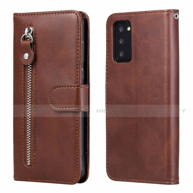 Coque Portefeuille Livre Cuir Etui Clapet T10 pour Samsung Galaxy Note 20 5G Marron Plus