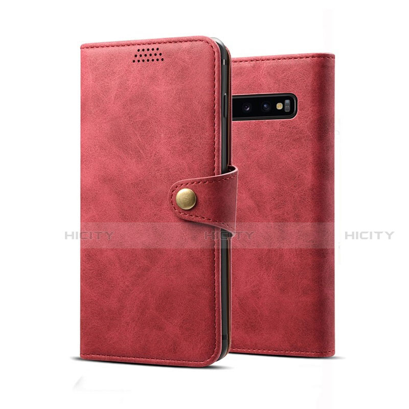 Coque Portefeuille Livre Cuir Etui Clapet T10 pour Samsung Galaxy S10 5G Rouge Plus