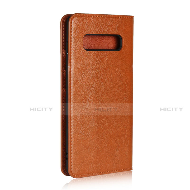 Coque Portefeuille Livre Cuir Etui Clapet T10 pour Samsung Galaxy S10 Plus Orange Plus