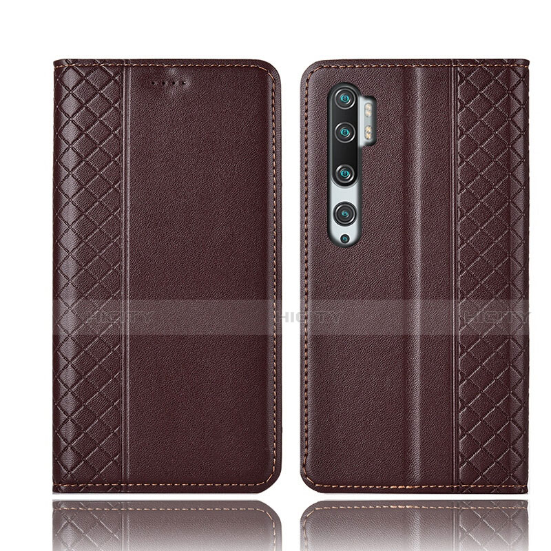 Coque Portefeuille Livre Cuir Etui Clapet T10 pour Xiaomi Mi Note 10 Marron Plus