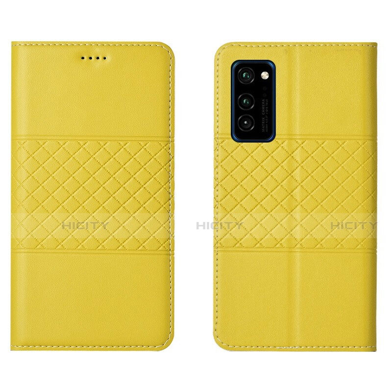 Coque Portefeuille Livre Cuir Etui Clapet T11 pour Huawei Honor View 30 5G Jaune Plus