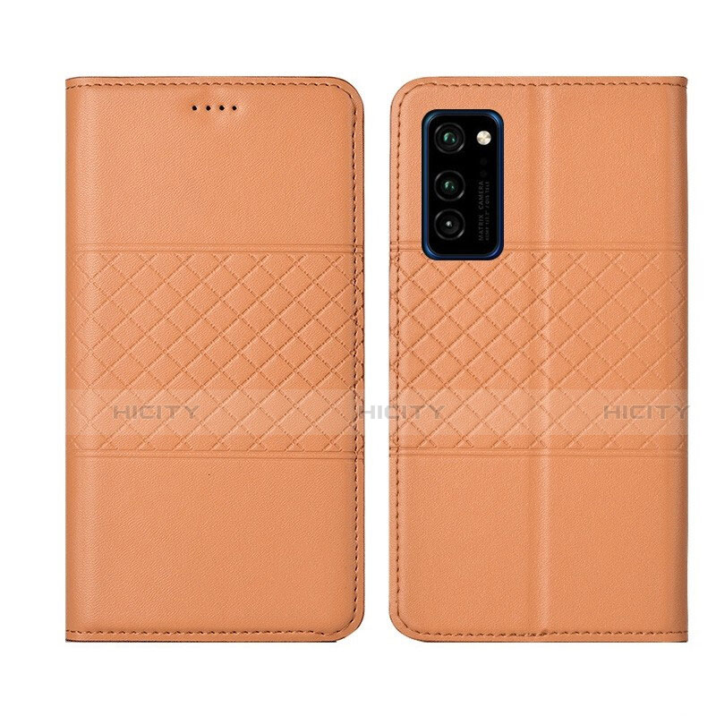 Coque Portefeuille Livre Cuir Etui Clapet T11 pour Huawei Honor View 30 5G Orange Plus