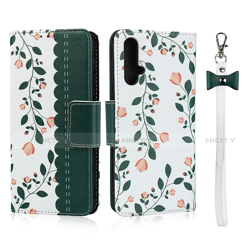 Coque Portefeuille Livre Cuir Etui Clapet T11 pour Huawei Nova 5 Pro Vert Plus