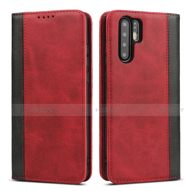 Coque Portefeuille Livre Cuir Etui Clapet T11 pour Huawei P30 Pro Rouge Plus