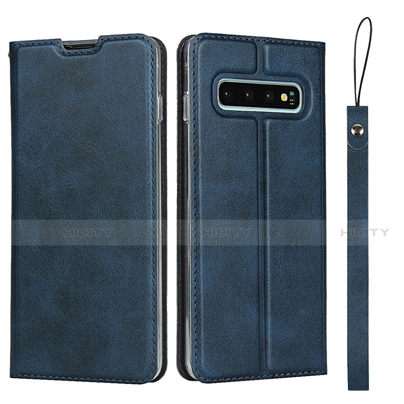 Coque Portefeuille Livre Cuir Etui Clapet T11 pour Samsung Galaxy S10 Plus Bleu Plus