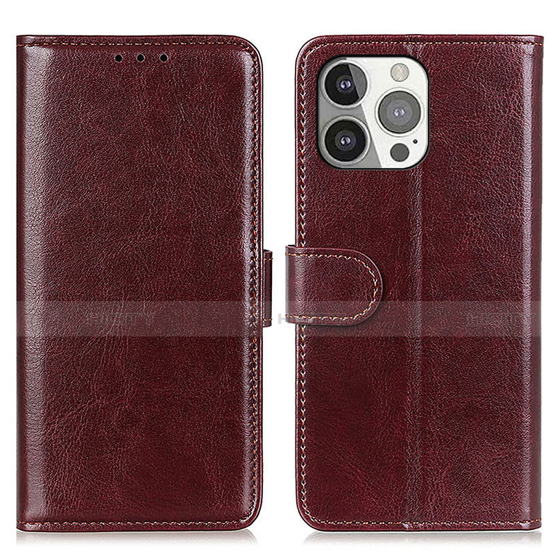 Coque Portefeuille Livre Cuir Etui Clapet T12 pour Apple iPhone 13 Pro Marron Plus