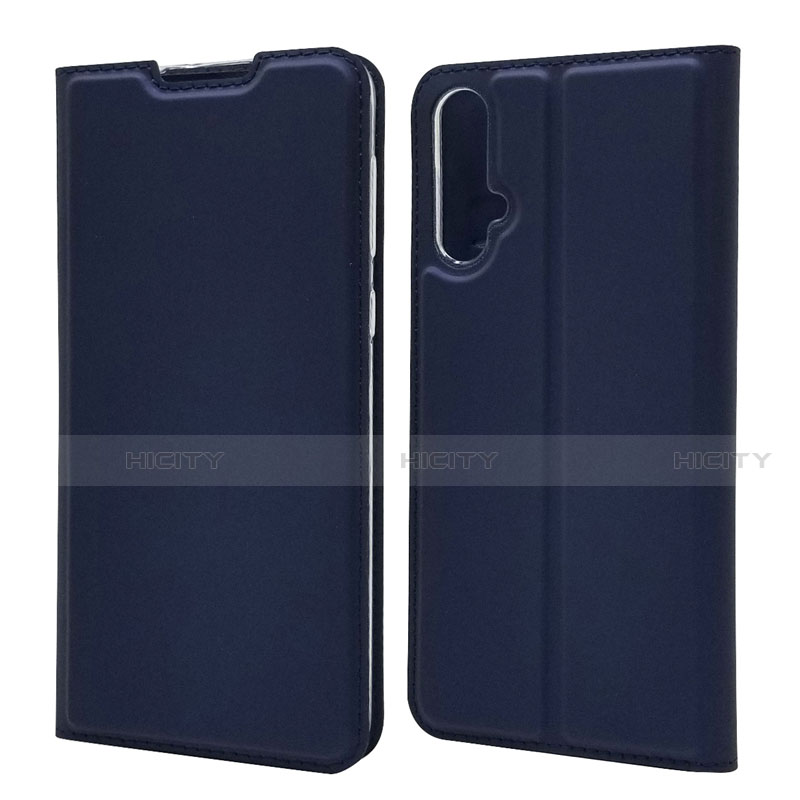 Coque Portefeuille Livre Cuir Etui Clapet T12 pour Huawei Nova 5 Bleu Plus