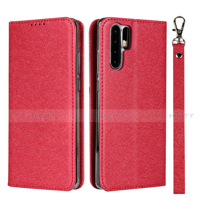 Coque Portefeuille Livre Cuir Etui Clapet T12 pour Huawei P30 Pro New Edition Rouge Plus