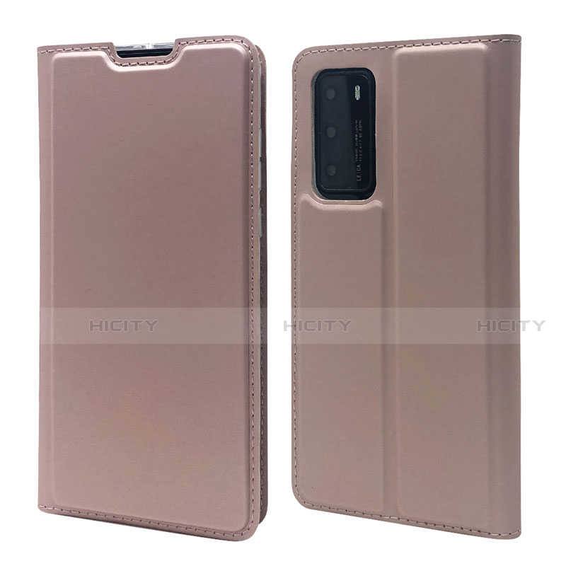 Coque Portefeuille Livre Cuir Etui Clapet T12 pour Huawei P40 Or Rose Plus