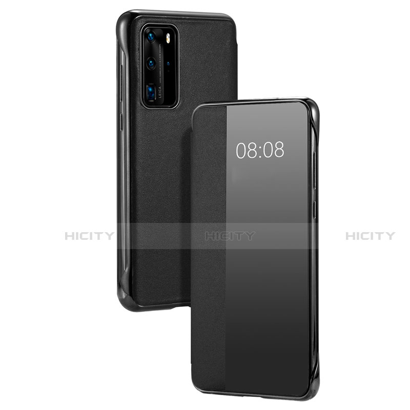 Coque Portefeuille Livre Cuir Etui Clapet T12 pour Huawei P40 Pro Noir Plus