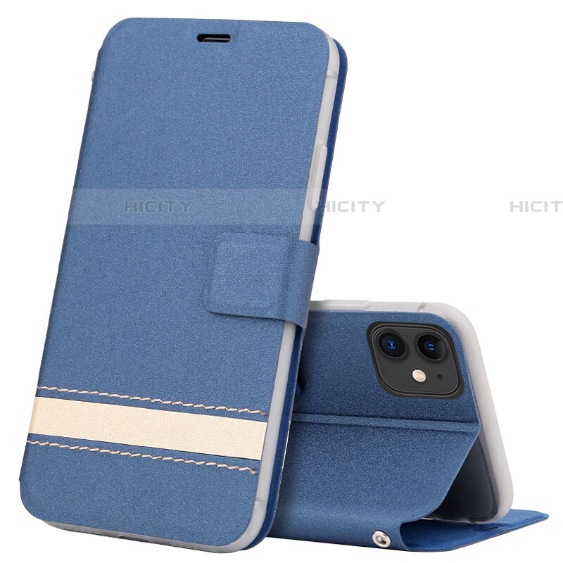 Coque Portefeuille Livre Cuir Etui Clapet T14 pour Apple iPhone 11 Bleu Plus