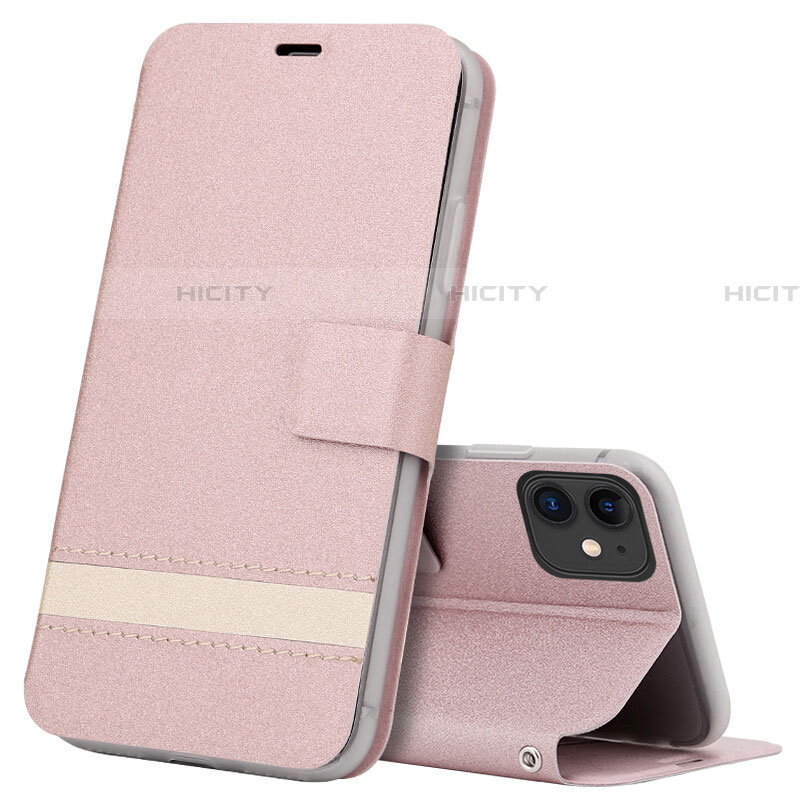 Coque Portefeuille Livre Cuir Etui Clapet T14 pour Apple iPhone 11 Or Rose Plus