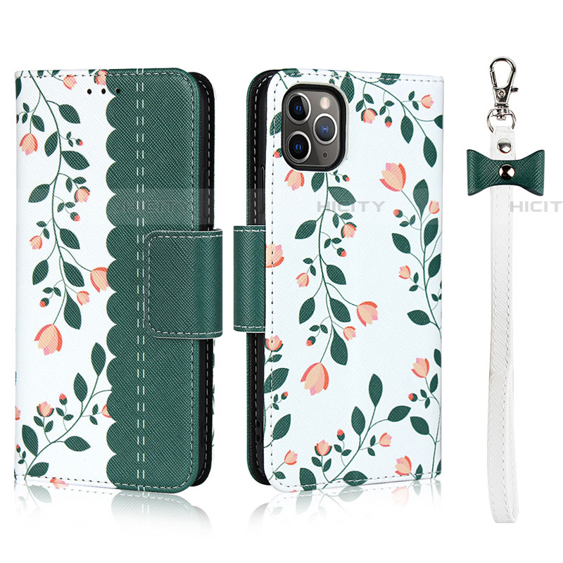 Coque Portefeuille Livre Cuir Etui Clapet T14 pour Apple iPhone 11 Pro Max Vert Plus