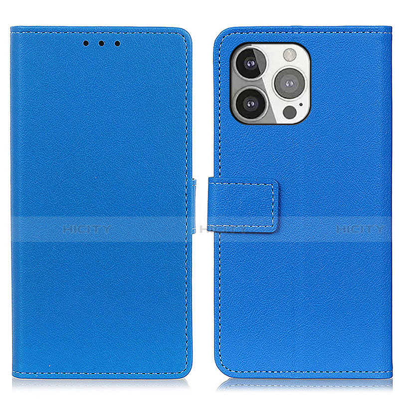 Coque Portefeuille Livre Cuir Etui Clapet T14 pour Apple iPhone 13 Pro Bleu Plus