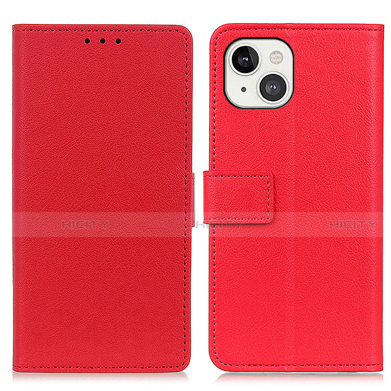 Coque Portefeuille Livre Cuir Etui Clapet T14 pour Apple iPhone 13 Rouge Plus