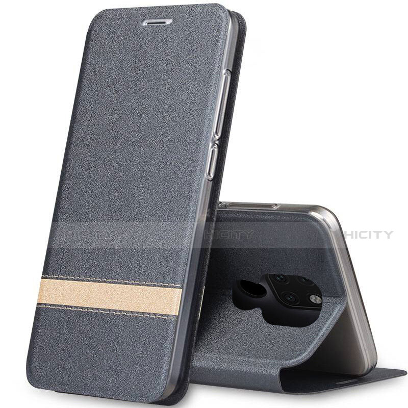 Coque Portefeuille Livre Cuir Etui Clapet T14 pour Huawei Mate 20 Gris Plus