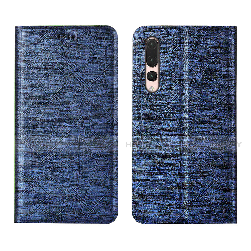 Coque Portefeuille Livre Cuir Etui Clapet T14 pour Huawei P20 Pro Bleu Plus